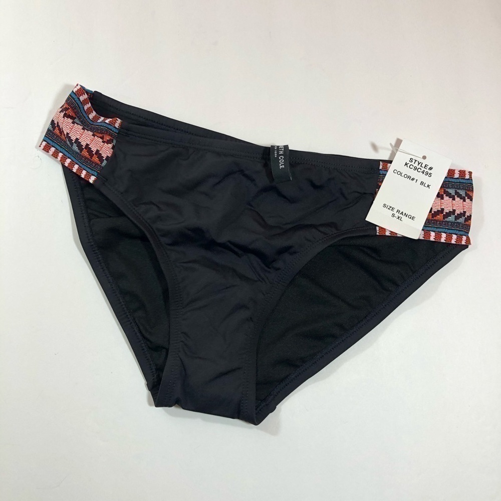 Kenneth Cole Black Geometric Bikini Bottom S